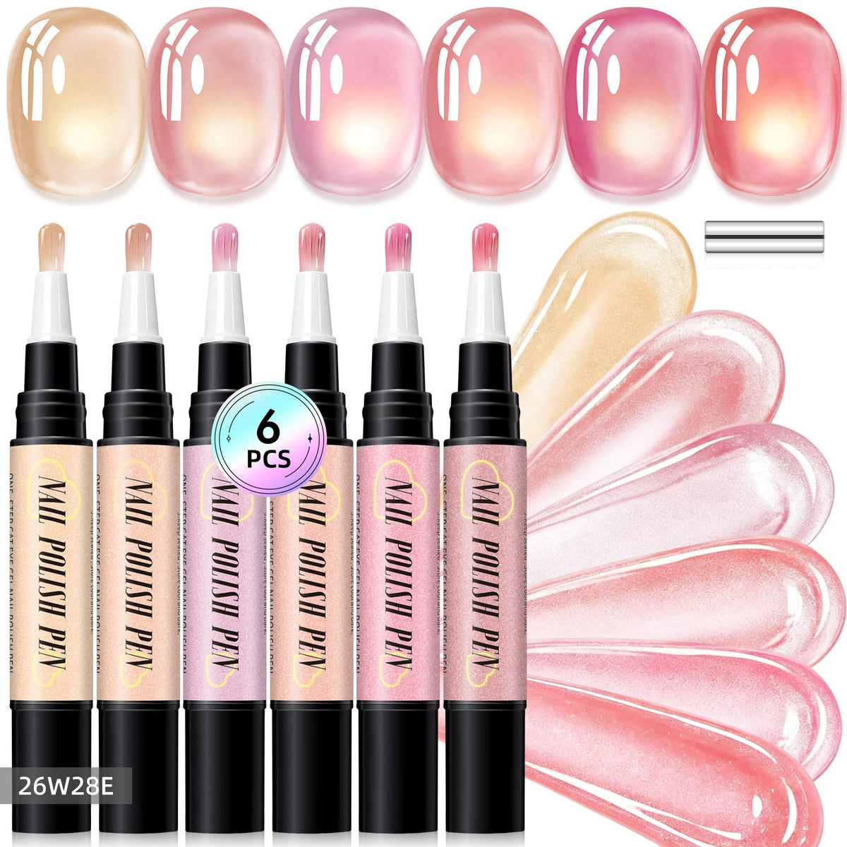 6PCS Gel Nail Art Pen - Set E