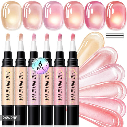 6PCS Gel Nail Art Pen - Set E