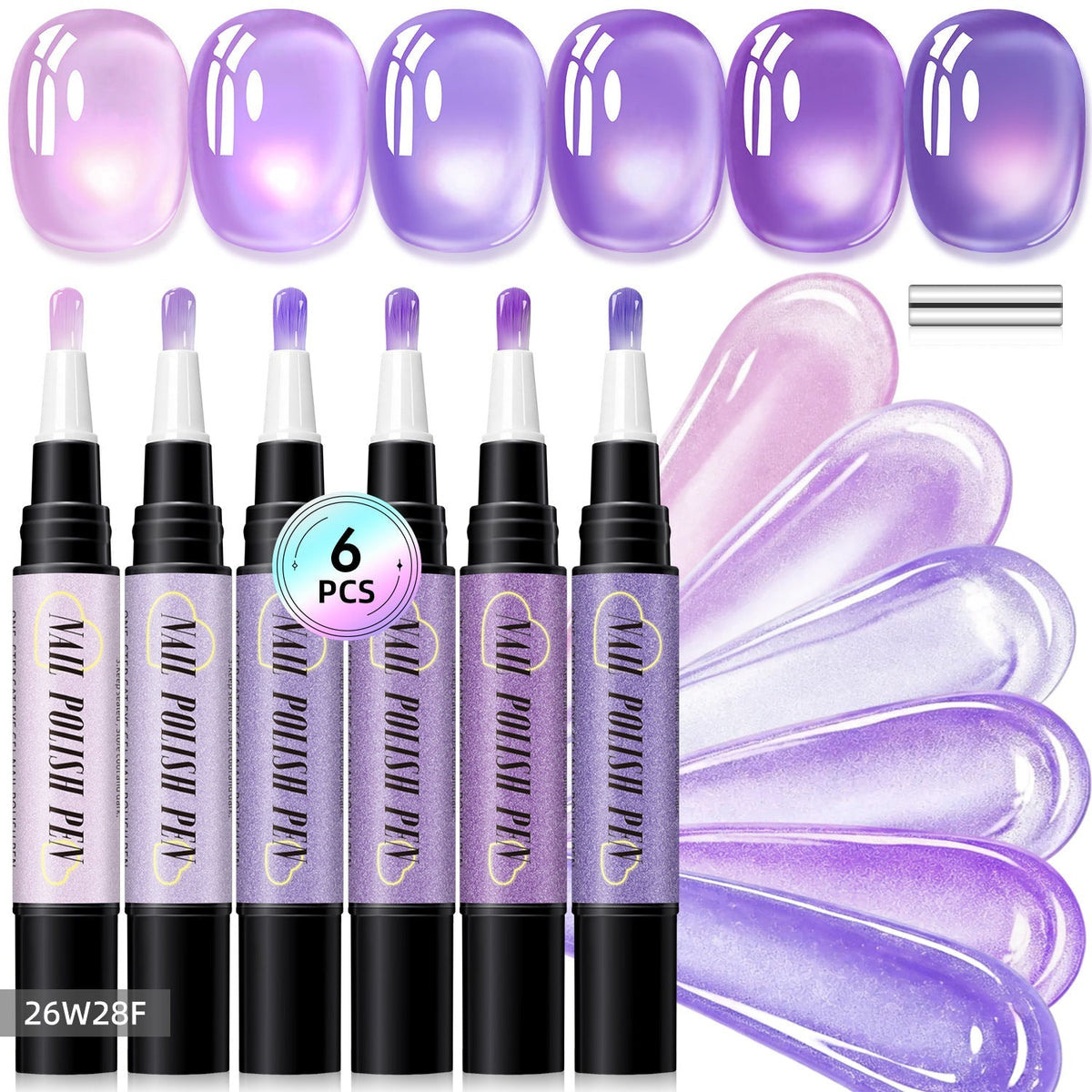 6PCS Gel Nail Art Pen - Set F