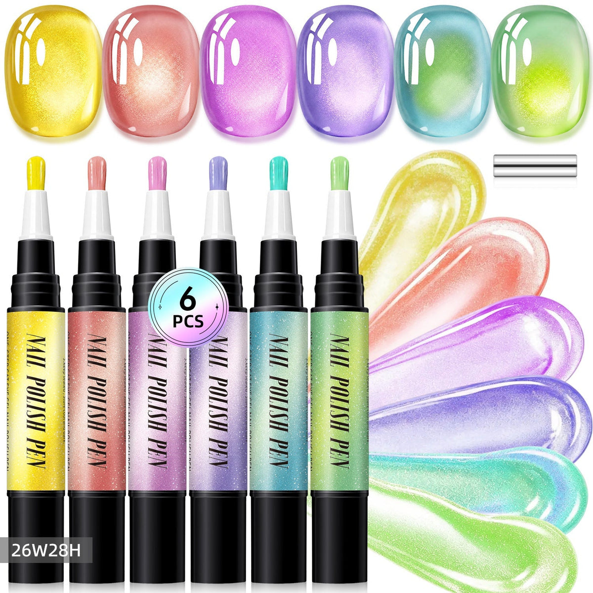 6PCS Gel Nail Art Pen - Set H