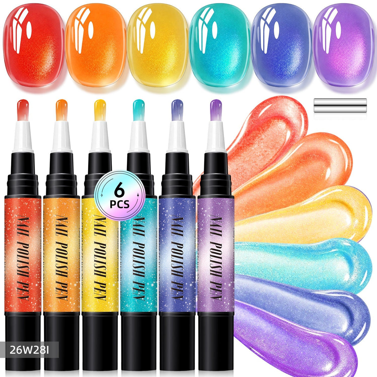 6PCS Gel Nail Art Pen - Set I