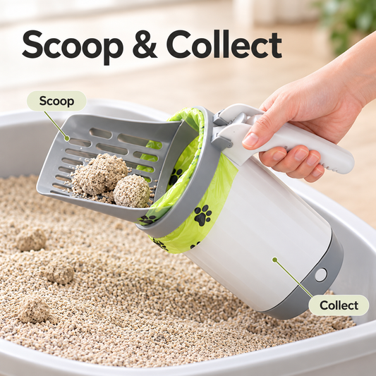 🐱 2-in-1 Cat Litter Scoop with Built-In Waste Bin