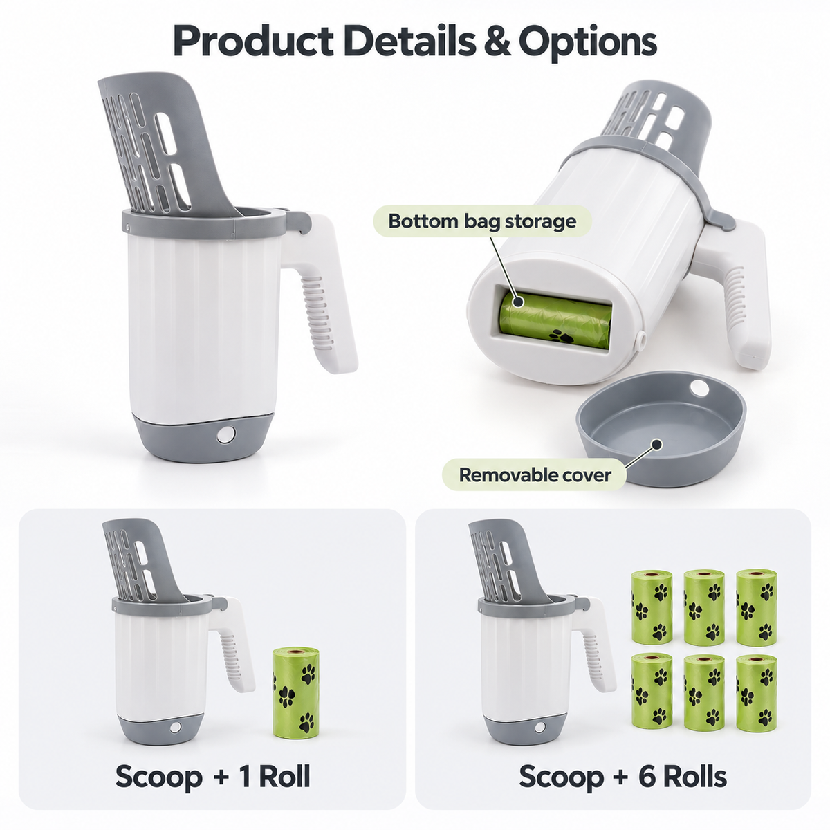 🐱 2-in-1 Cat Litter Scoop with Built-In Waste Bin