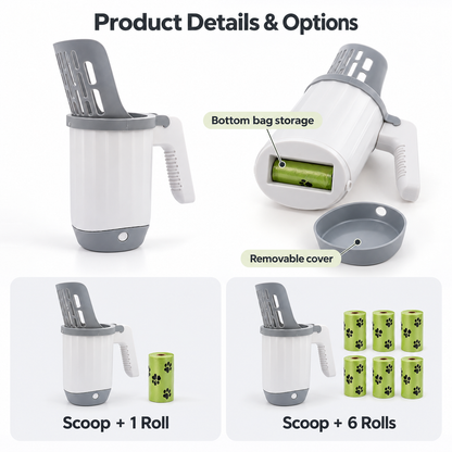 🐱 2-in-1 Cat Litter Scoop with Built-In Waste Bin