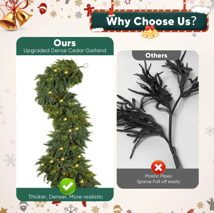 6FT Artificial Cedar Christmas Garland