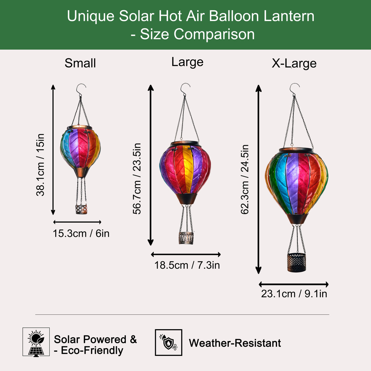 Hot Air Balloon Solar Lantern With Flame Effect