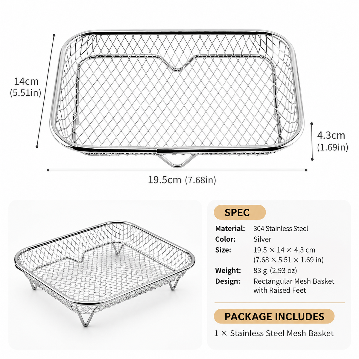 🔥 Limited-time 50% off — 304 Stainless Steel Multi-Purpose Air Fryer Basket
