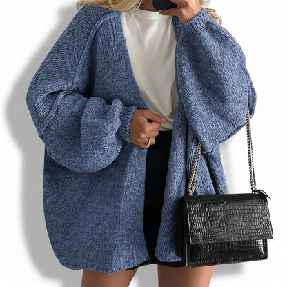 Women Cardigan Oversized Open Front Lantern Sleeve Sweater