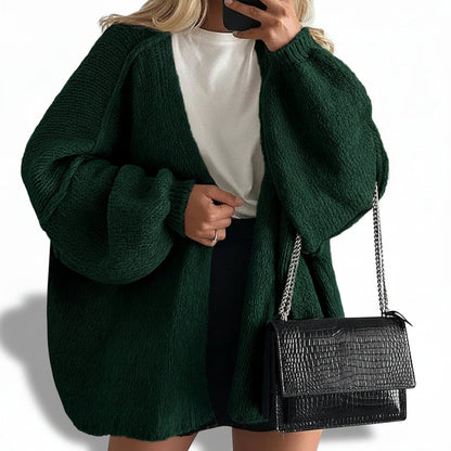 Women Cardigan Oversized Open Front Lantern Sleeve Sweater