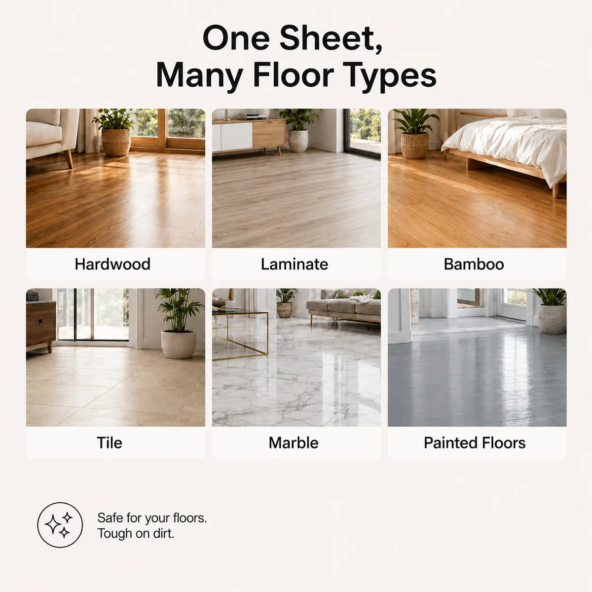 Suitable floor surface examples
