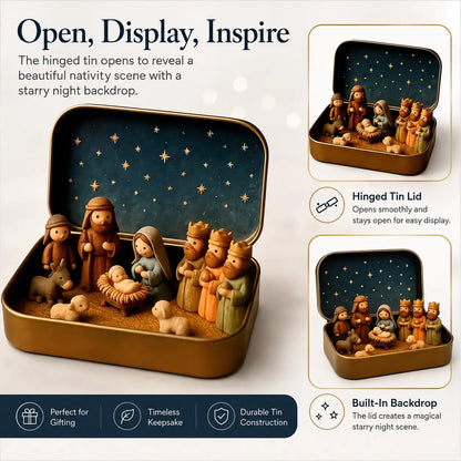 Pocket-Size Mini Nativity Scene with Storage Box