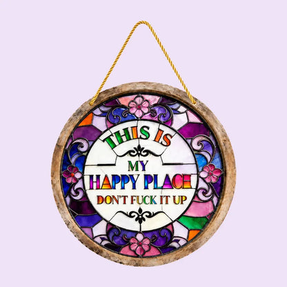 🌈 This Is My Happy Place Stained Glass Garden Sign