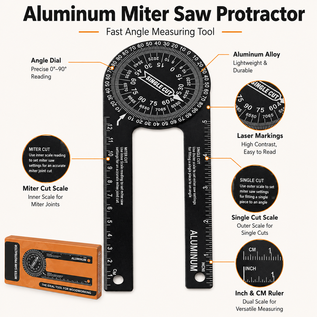 🔥 Limited-time 50% off – Aluminum miter saw protractor
