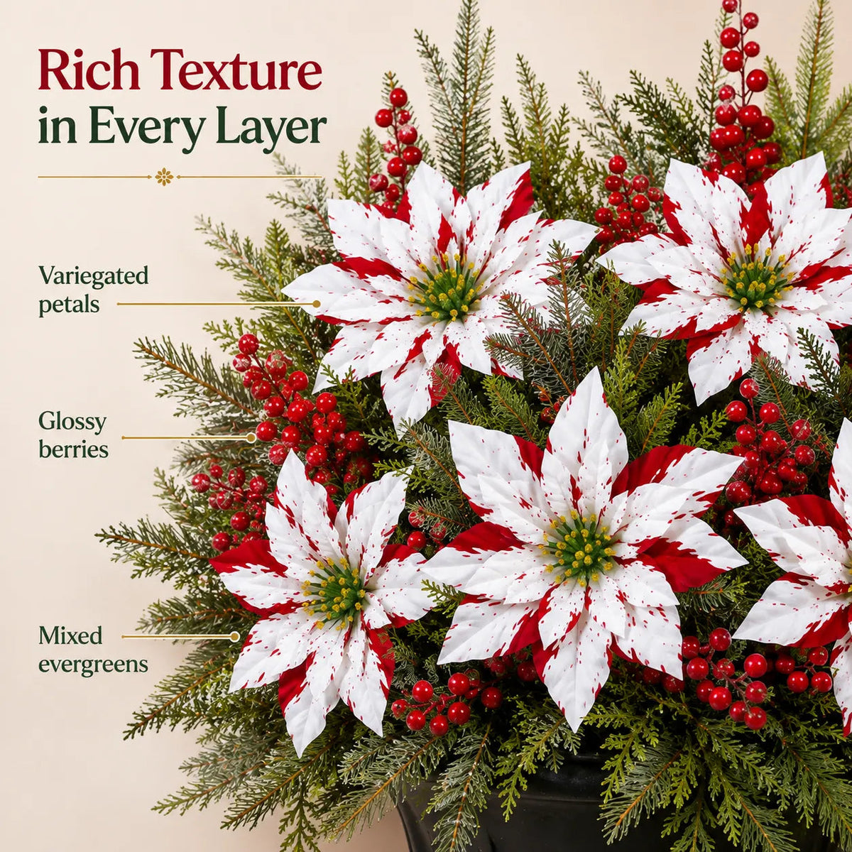🌸Classic Red Poinsettia Planter Inserts – The #1 Christmas Flower That Never Wilts, Never Fades, Never Needs Watering