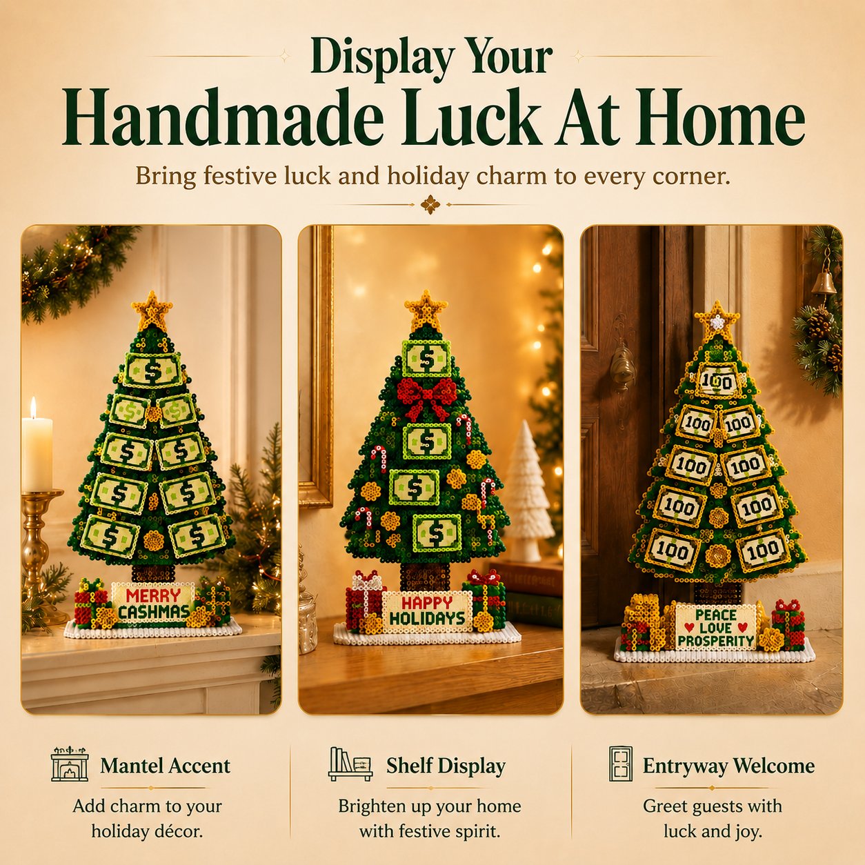 ⏳ Last Day 49% OFF – 🍀 Beginner-Friendly DIY Lucky Money Tree Bead Craft Kit | Complete Kit with Colorful Fuse Beads, Pegboard, Crafting Tools & Step-by-Step Guide Included 💕