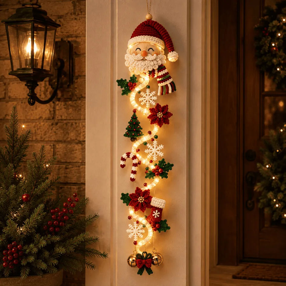 ⏳ 49% OFF Last Day｜🎄 MerryCascade™ Glowing Christmas Door Hanger, 6 Festive Lighted Designs ✨