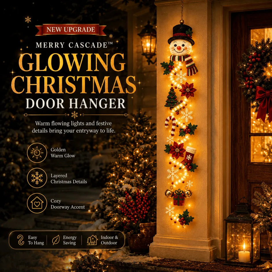 ⏳ 49% OFF Last Day｜🎄 MerryCascade™ Glowing Christmas Door Hanger, 6 Festive Lighted Designs ✨
