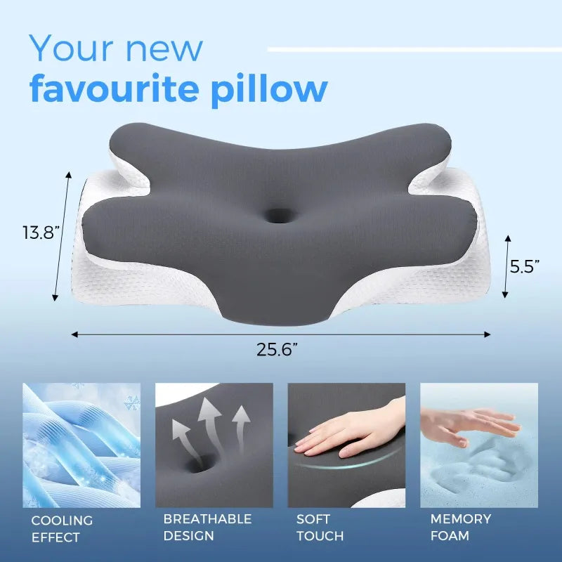 Adjustable ergonomic memory foam neck pillow