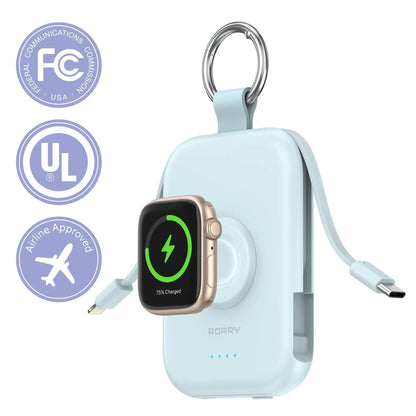 ⚡Hot Sales 49% OFF🔥5000mAh Portable Charger Power Bank with Built-in Cables Travel Keychain Battery Pack