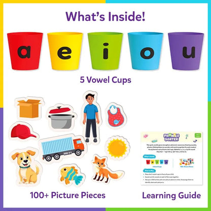 📚Phonics Vowel Sorting Toy(100+ Picture Pieces) – Early Literacy Learning Activity for Preschool & Kindergarten Kids Ages 4-7✨