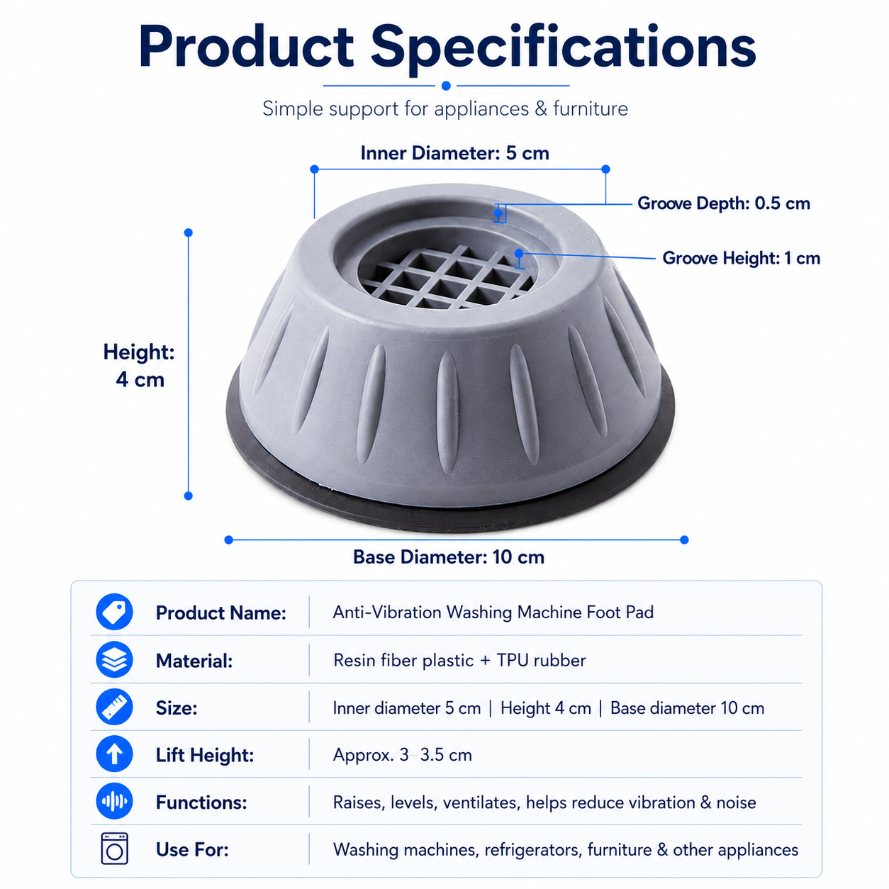 Anti-Vibration Washing Machine Foot Pads