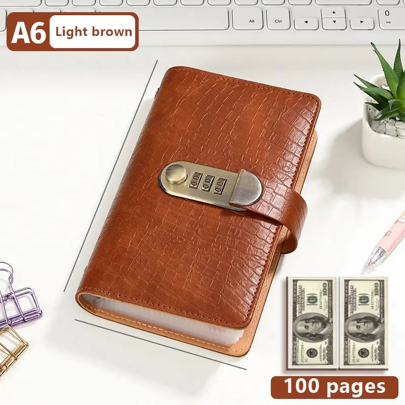 🔥 Last Day 49% OFF– Lockable A6 Savings Notebook with 3-Digit Combination Lock 💰 - Dark Brown