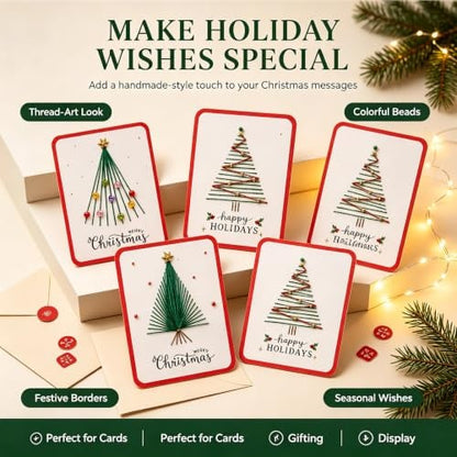🎄 DIY Hand Embroidery Christmas Thread Cards Kit (Set of 6) – Handmade Holiday Greeting Cards Craft Set