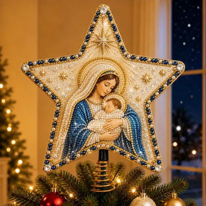 🔥LAST DAY 69% OFF - ⭐ Christian Faith Nativity Pearl Diamond Art Tree Topper Kit – Handcrafted Christmas Keepsake & Holiday Decor