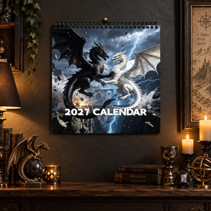 🐉Dragons  2027 Wall Calendar – 12-Month Epic Fantasy Dragon Calendar, Mystical Legendary Art Hanging Planner for Dragon Lovers