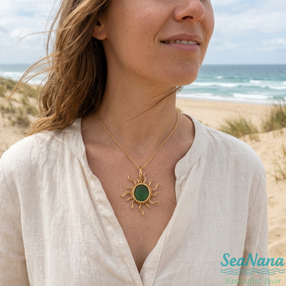 ☀️Hand wired-Sun Sea Glass Necklace