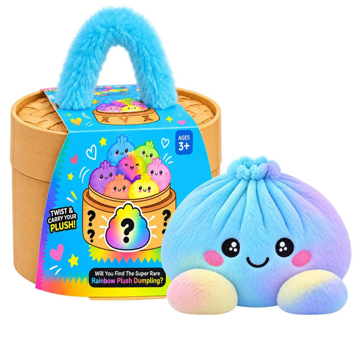 🔥Hot Sale 50% OFF🔥-🌈Cute Plush StuffedDumpling Squishies, BigRainbow Squishes withSteamer🥟🎁