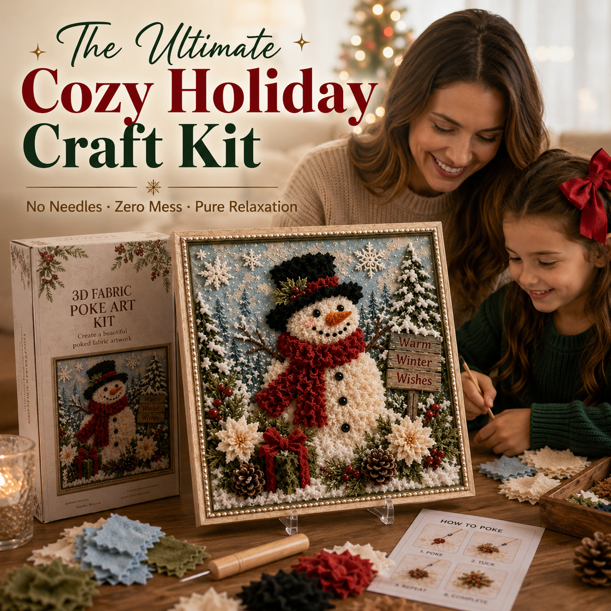 ✨ DIY 3D Christmas Fabric Poke Art | The Ultimate Holiday Gift & Décor