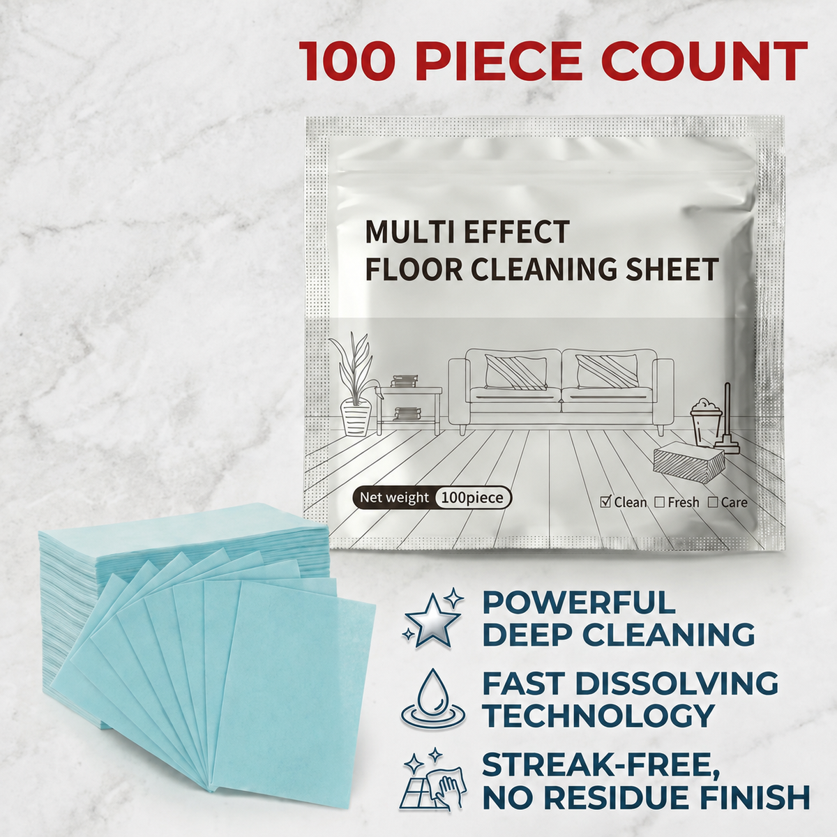 100-Count Floor Cleaner Sheets – Effortless Mopping Solution✨