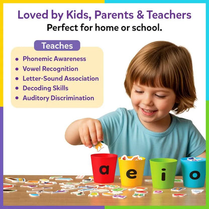 📚Phonics Vowel Sorting Toy(100+ Picture Pieces) – Early Literacy Learning Activity for Preschool & Kindergarten Kids Ages 4-7✨
