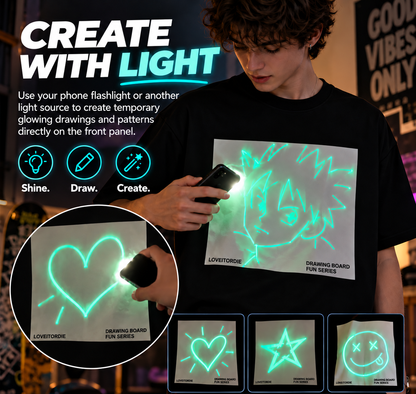 Glow-in-the-Dark Drawing T-Shirt 👕– Light Reactive Graphic Tee