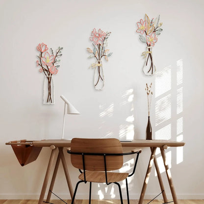 3 Pcs Metal Flowers Wall Art