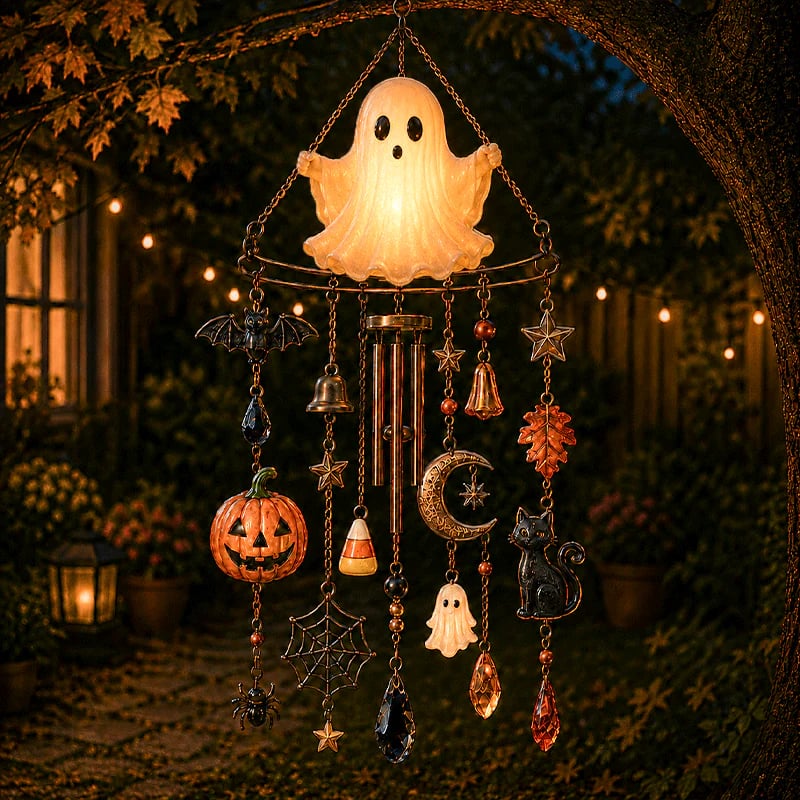 👻Haunted Ghost Wind Chime – Glowing Halloween Outdoor Porch & Garden Decor
