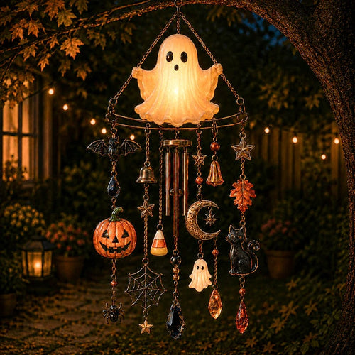 👻Haunted Ghost Wind Chime – Glowing Halloween Outdoor Porch & Garden Decor