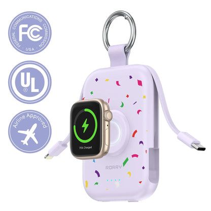 ⚡Hot Sales 49% OFF🔥5000mAh Portable Charger Power Bank with Built-in Cables Travel Keychain Battery Pack