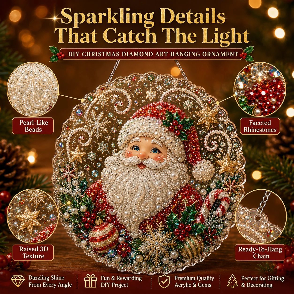DIY Christmas Pearl Diamond Art Hanging Ornament Kit