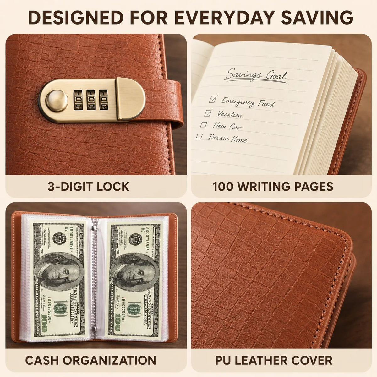 🔥 Last Day 49% OFF– Lockable A6 Savings Notebook with 3-Digit Combination Lock 💰 - Product image 2