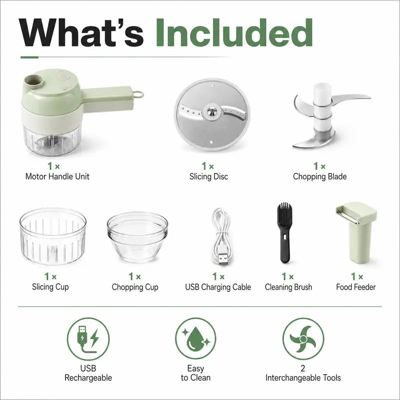 🔥2026 HOT SALE-4-in-1 Handheld Electric Food Chopper & Slicer