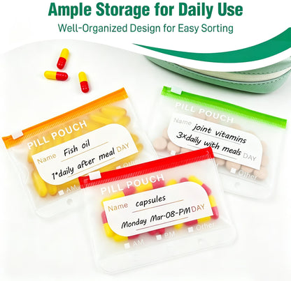 🔥Hot Sale 50% OFF🔥 💊A8 Waterproof 14-Pouch Weekly Pill Organizer, Color-Coded Travel Storage for Vitamins & Supplements