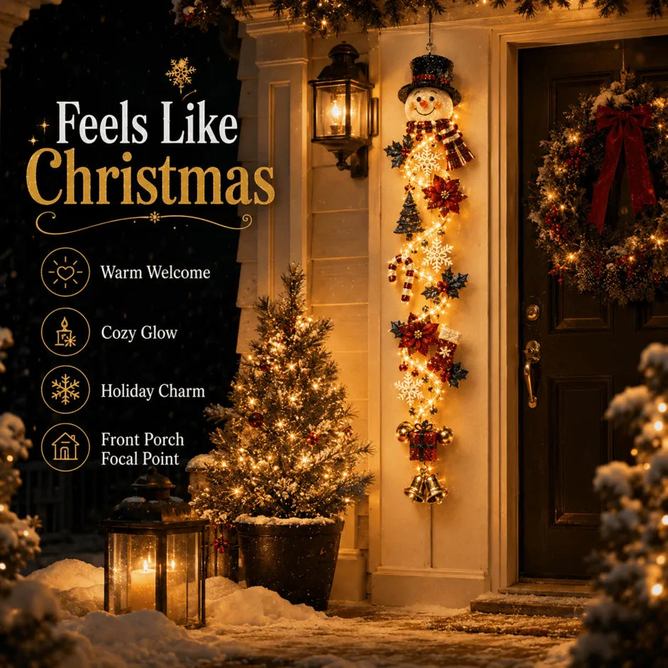 ⏳ 49% OFF Last Day｜🎄 MerryCascade™ Glowing Christmas Door Hanger, 6 Festive Lighted Designs ✨