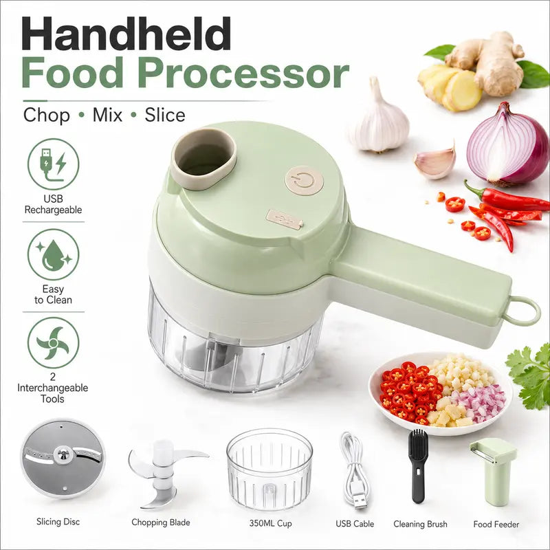 🔥2026 HOT SALE-4-in-1 Handheld Electric Food Chopper & Slicer