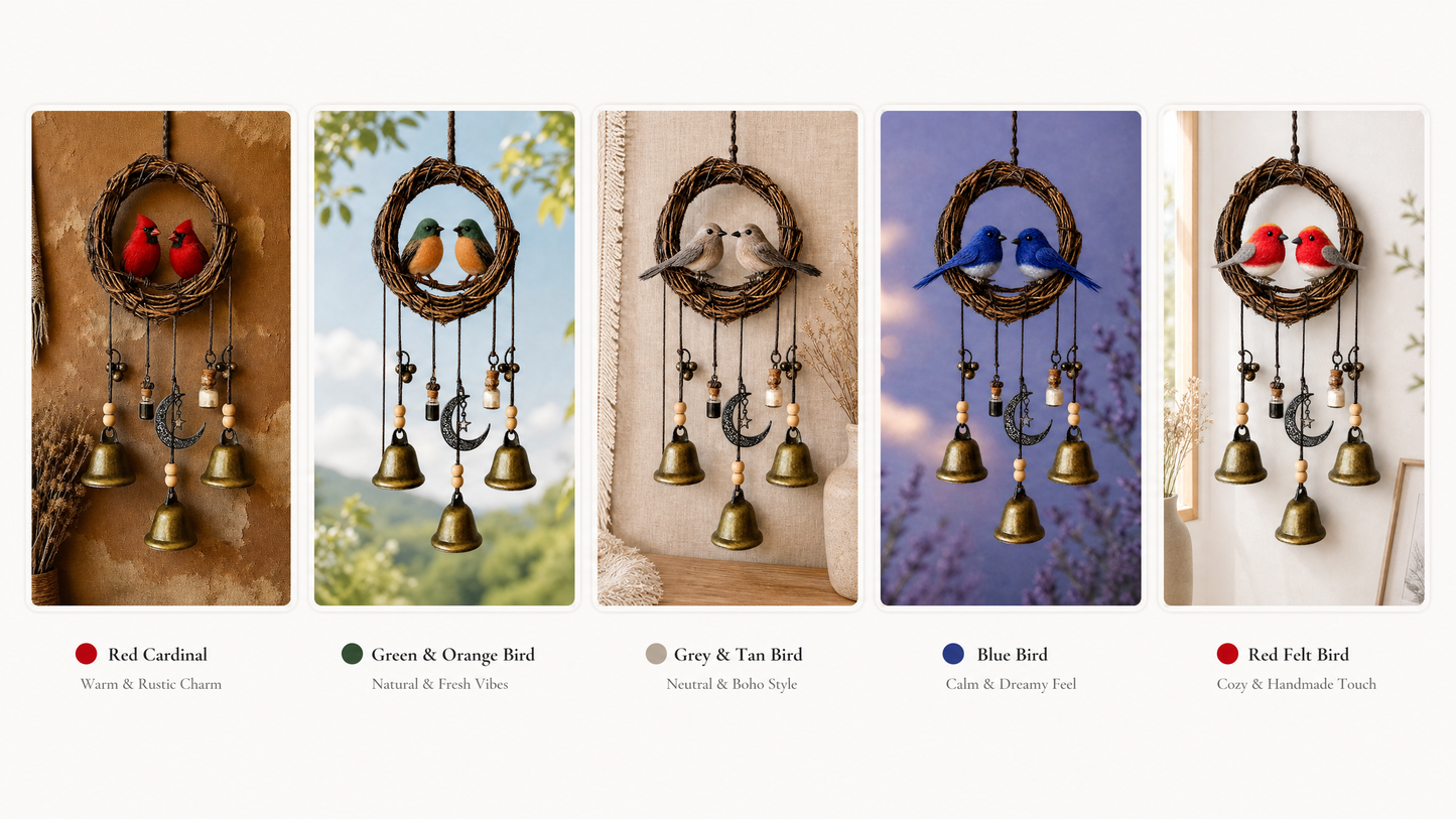 🐦Lovebirds Wind Chime - Handcrafted Rustic Home