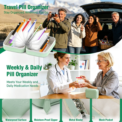 🔥Hot Sale 50% OFF🔥 💊A8 Waterproof 14-Pouch Weekly Pill Organizer, Color-Coded Travel Storage for Vitamins & Supplements