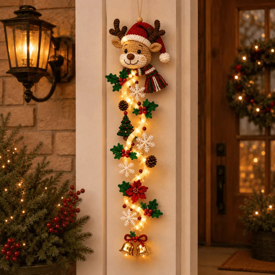⏳ 49% OFF Last Day｜🎄 MerryCascade™ Glowing Christmas Door Hanger, 6 Festive Lighted Designs ✨