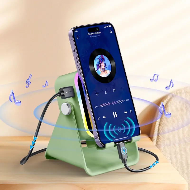 🔥 HOT SALE 🔥5-in-1 Wireless Speaker Phone Stand with Power Bank