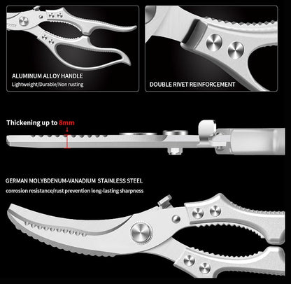 Heavy-Duty Multifunction Kitchen Shears - 4-in-1 Tool with Fish Scaler, Bottle Opener & Safety Lock
